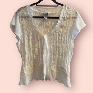 Vintage Robbie Bee Cream Pintuck Lace Blouse Romantic Cottagecore